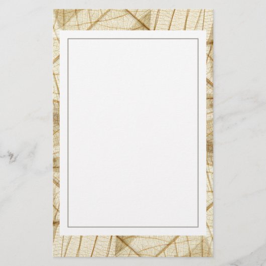 Rustic Sheer Cream Lace Leaves Briefpapier (Voorkant)