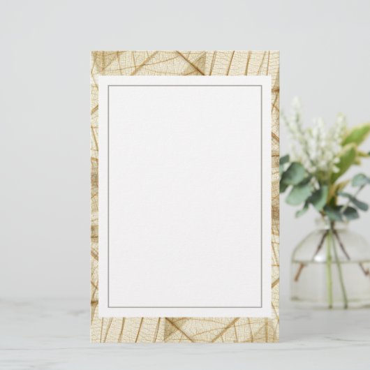 Rustic Sheer Cream Lace Leaves Briefpapier (Staand voorkant)