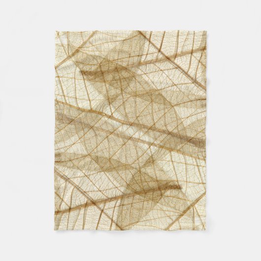Rustic Sheer Cream Lace Leaves Fleece Deken (Voorkant)