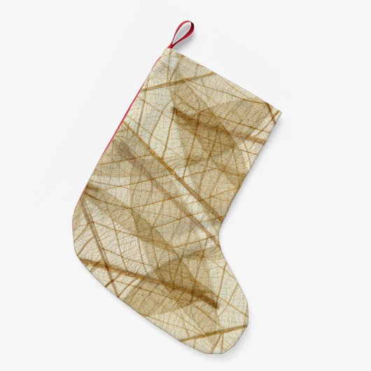 Rustic Sheer Cream Lace Leaves Kleine Kerstsok (Voorkant (Hangend))