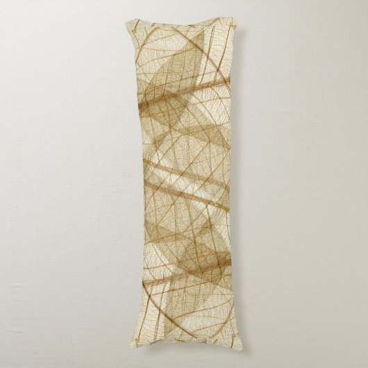 Rustic Sheer Cream Lace Leaves Lichaamskussen (Voorkant Verticaal)