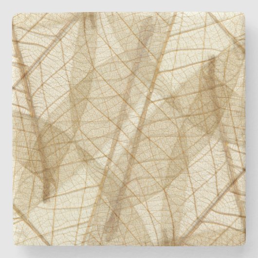 Rustic Sheer Cream Lace Leaves Stenen Onderzetter (Voorkant)