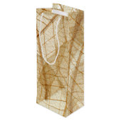 Rustic Sheer Cream Lace Leaves Wijn Cadeautas (Achterkant Gekanteld)