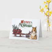 Rustic Sheltie Kerstmis Kaart (Gele Bloem)