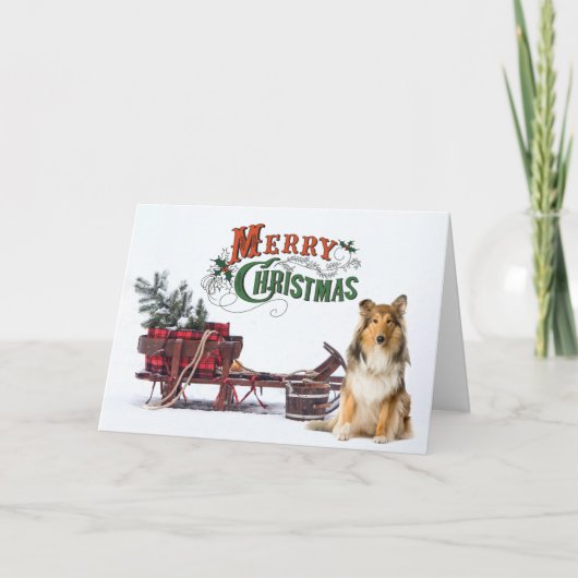 Rustic Sheltie Kerstmis Kaart (Voorkant)