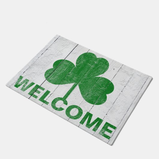 Rustic Shiplap Green Shamrock Welkom Deurmat (Schuin)