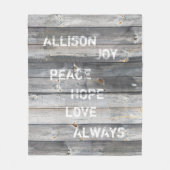 Rustic Shiplap Wood Plank Monogramed Name Quote Fleece Deken (Voorkant)