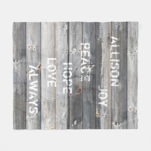 Rustic Shiplap Wood Plank Monogramed Name Quote Fleece Deken (Voorkant (Horizontaal))