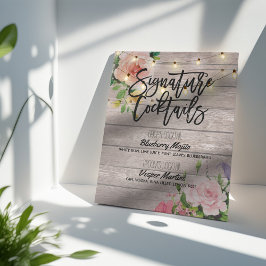 Rustic Signature Cocktail Drink Menu Wedding Decor Poster