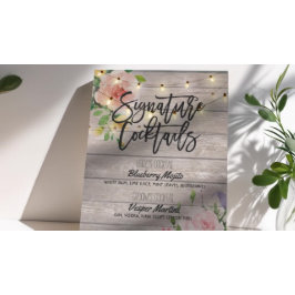 Rustic Signature Cocktail Drink Menu Wedding Decor Poster