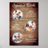 Rustic Signature Drinken 3 Foto Dog Pet Wedding Poster (Voorkant)