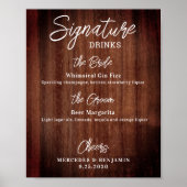 Rustic Signature Drinken Personalized Wedding Bar Poster (Voorkant)