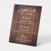 Rustic Signature Drinken Personalized Wedding Bar Reclamebord Met Voetstuk (Voorkant)