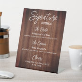 Rustic Signature Drinken Personalized Wedding Bar Reclamebord Met Voetstuk (Insitu)