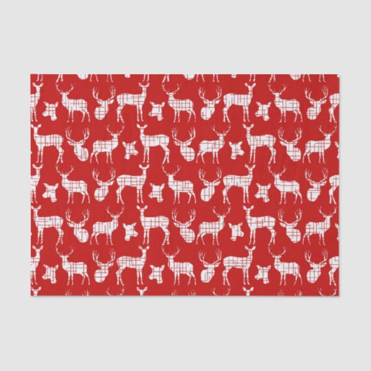 Rustic Silhouette Deer op papier met rood weefsel (Voorkant)