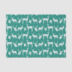 Rustic Silhouette Deer over Blauwgroen weefselpapi Tissuepapier