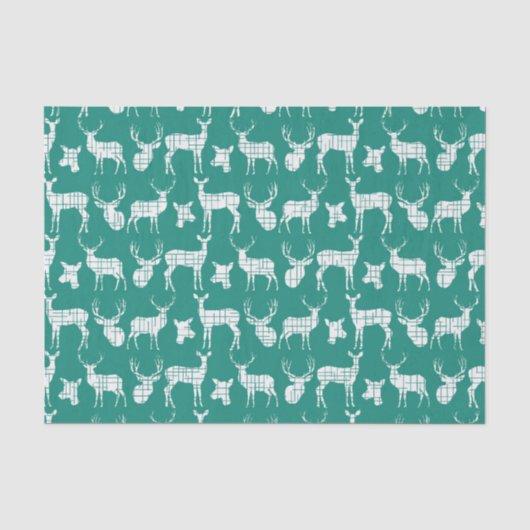 Rustic Silhouette Deer over Blauwgroen weefselpapi Tissuepapier (Voorkant)