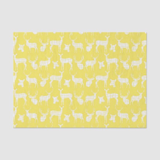 Rustic Silhouette Deer over geel weefselpapier Tissuepapier (Voorkant)