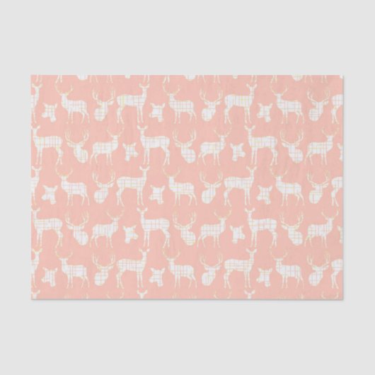 Rustic Silhouette Deer over roze weefselpapier Tissuepapier (Voorkant)