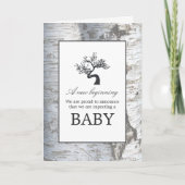 Rustic Silver Birch Tree Baby kondiging Aankondiging (Voorkant)