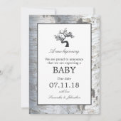 Rustic Silver Birch Tree Baby kondiging Aankondiging (Voorkant)