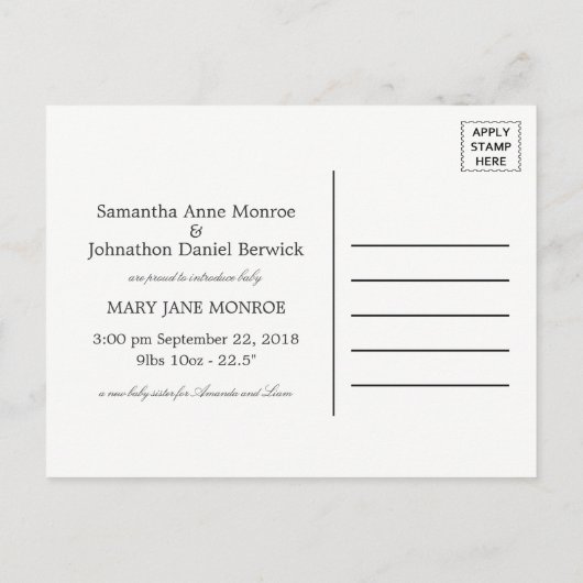 Rustic Silver Birch Tree Baby kondiging Aankondigingskaart (Achterkant)