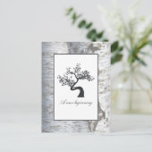 Rustic Silver Birch Tree Baby kondiging Aankondigingskaart (Staand voorkant)