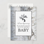 Rustic Silver Birch Tree Baby kondiging Aankondigingskaart (Voorkant / Achterkant)