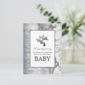 Rustic Silver Birch Tree Baby kondiging Aankondigingskaart (Staand voorkant)