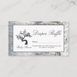 Rustic Silver Birch Tree Baby Luier Raffle Ticket Informatiekaartje