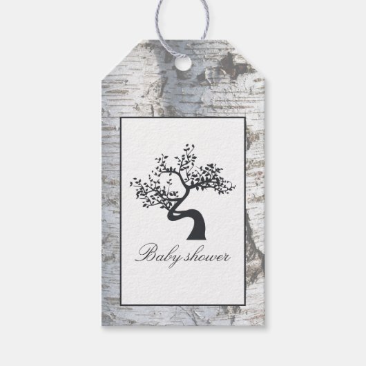 Rustic Silver Birch Tree Baby shower Cadeaulabel (Voorkant)