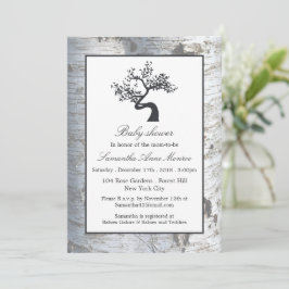 Rustic Silver Birch Tree Baby shower Kaart