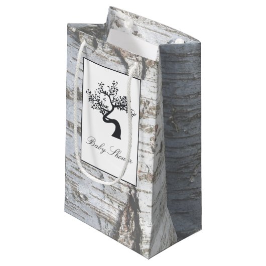 Rustic Silver Birch Tree Baby shower Klein Cadeauzakje (Voorkant Gekanteld)