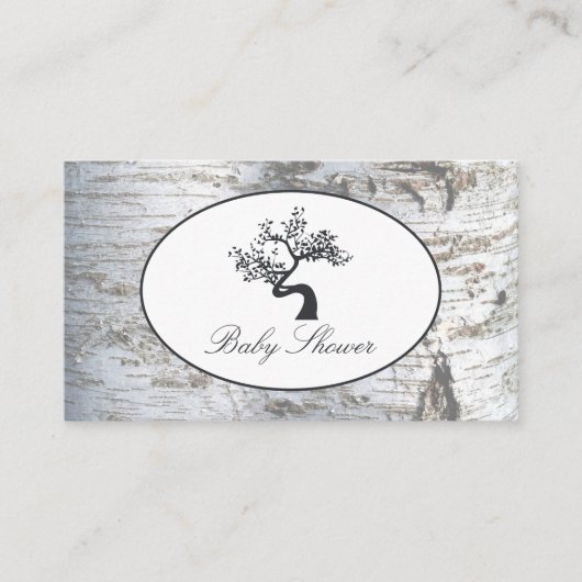 Rustic Silver Birch Tree Baby shower Ticket Invite Informatiekaartje (Voorkant)