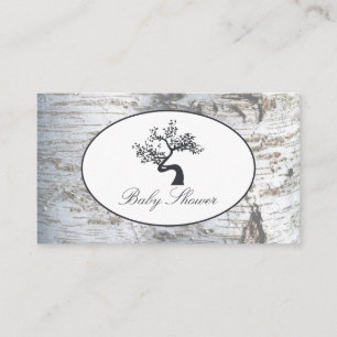 Rustic Silver Birch Tree Baby shower Ticket Invite Informatiekaartje