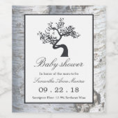 Rustic Silver Birch Tree Baby shower Wijn Etiket (Enkel label)