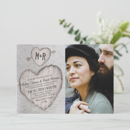 Rustic Silver Birch Tree Weddenschap Kaart (Staand voorkant)