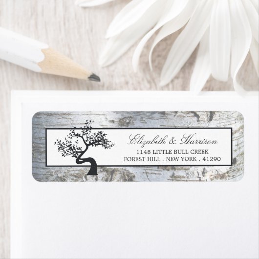 Rustic Silver Birch Tree Wedding Etiket (Insitu)