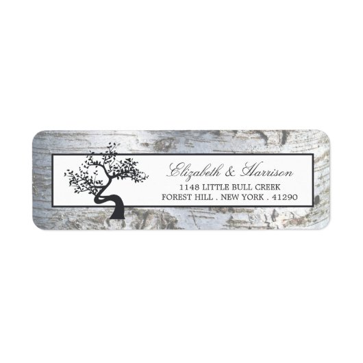 Rustic Silver Birch Tree Wedding Etiket (Voorkant)