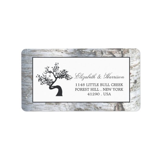 Rustic Silver Birch Tree Wedding Etiket (Voorkant)