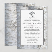 Rustic Silver Birch Tree Wedding Kaart (Voorkant / Achterkant)
