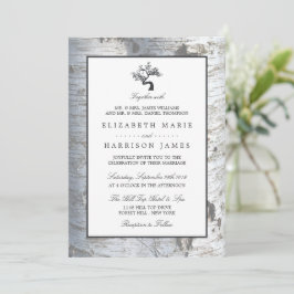 Rustic Silver Birch Tree Wedding Kaart