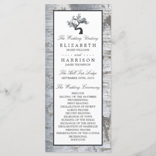 Rustic Silver Birch Tree Wedding Programme Programmakaart