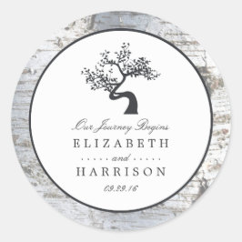 Rustic Silver Birch Tree Wedding Ronde Sticker