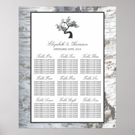 Rustic Silver Birch Tree Wedding Seating Chart Poster