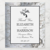 Rustic Silver Birch Tree Wedding Wijn Etiket (Enkel label)