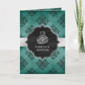 Rustic Silver Blauwgroen Black Damask Muslim Weddi (Voorkant)