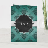Rustic Silver Blauwgroen Black Damask Muslim Weddi (Achterkant)
