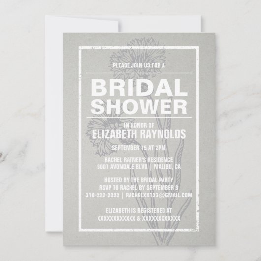 Rustic Silver Bridal Shower Invitations Kaart (Voorkant)