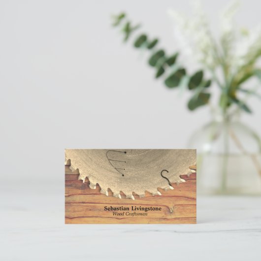 Rustic Silver Circular Saw Woodworking Professie Visitekaartje (Staand voorkant)